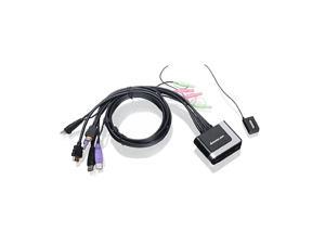 2Port HDMI Cable KVM Switch with Cables and Audio GCS62HUBlack