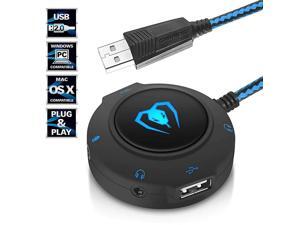 Hub Virtual 71 Channel Sound Card Adapter External Sound Card with 35mm AUX Mic Jack for PC Computer Gaming Headset Headphones Earphone PS4 Laptop Desktop Windows Mac OS Linux Plug Play Blue Hub Virtual 71 Channel Sound Card Adapter External Sound Card with 35mm AUX Mic Jack for PC Computer Gaming Headset Headphones Earphone PS4 Laptop Desktop Windows Mac OS Linux Plug Play Blue