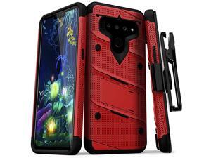 Bolt Series LG V50 ThinQ 5G Case | MilitaryGrade Drop Protection wKickstand Bundle Includes Belt Clip Holster + Lanyard Red Black Bolt Series LG V50 ThinQ 5G Case | MilitaryGrade Drop Protection wKickstand Bundle Includes Belt Clip Holster + Lanyard Red Black