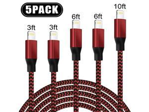 ChargerYEFOOT MFi Certified Lightning Cable336610FTUSB Syncing Data Nylon Braided with Metal Connector Compatible 11ProMaxXXSXRXS Max8Plus77 Plus MoreBlackRed