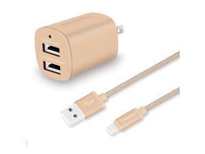 Compatible Dual USB Wall Charger with 6ft MFI Lighting Charging Cable for iPhone XiPhone 88 PlusiPhone 77 PlusiPhone 6iPadiPad Pro and More Gold Compatible Dual USB Wall Charger with 6ft MFI Lighting Charging Cable for iPhone XiPhone 88 PlusiPhone 77 PlusiPhone 6iPadiPad Pro and More Gold