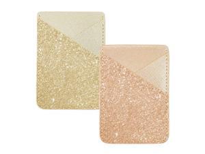 Pack Rose Gold Sparkle Glitter Adhesive Cell Phone Credit Card Stick On Wallet Holder Phone Pocket Pouch Sleeves for iPhone,Samsung Android and All Smartphones