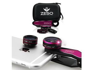 Cell Phone Camera Lens 3 in 1 Kit by Professional Fisheye Macro Wide Angle Lenses | for iPhone Samsung Galaxy Android iPads Tablets | Universal Clip Hard Case HOT PINK Cell Phone Camera Lens 3 in 1 Kit by Professional Fisheye Macro Wide Angle Lenses | for iPhone Samsung Galaxy Android iPads Tablets | Universal Clip Hard Case HOT PINK