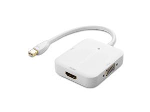 Mini DisplayPort to HDMI Adapter with VGA and DVI 3in1 Adapter in White Thunderbolt and Thunderbolt 2 Port Compatible Supporting 4K Resolution via HDMI Mini DisplayPort to HDMI Adapter with VGA and DVI 3in1 Adapter in White Thunderbolt and Thunderbolt 2 Port Compatible Supporting 4K Resolution via HDMI