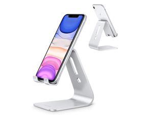 Desktop Cell Phone Stand Updated Solid Version Advanced 4mm Thickness Aluminum Stand Holder for Switch Mobile Phone iPhone 11 Pro Xs Max Xr Silver