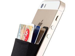 Card Holder for Back of Phone Stick on Wallet functioning as Credit Card Holder Phone Wallet and iPhone Card Holder Card Wallet for Cell Phone Sinji Pouch Basic 2 Black