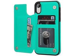 iPhone XR Wallet Case with Card Holder Premium PU Leather Kickstand Card Slots CaseDouble Magnetic Clasp and Durable Shockproof Cover for iPhone XR 61 Inch iPhone XR 61 Green