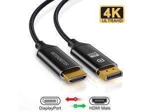 Displayport to HDMI, Nylon Braided 3FT 4K Uni-Directional DP to HDMI Cable Compatible with Most Monitors Displayport to HDMI, Nylon Braided 3FT 4K Uni-Directional DP to HDMI Cable Compatible with Most Monitors