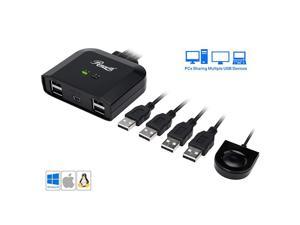 USB 20 Sharing Switch Box 4 Port USB 20 Peripheral Sharing Switch Hub Adapter for 4 PC Computers to Share USB Devices via PC Select Controller w 70inch Cable RCUS17002