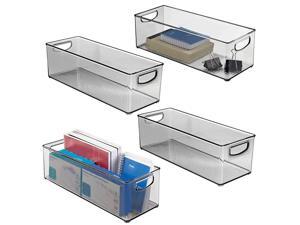 Large Stackable Plastic Storage Bin Container Home Office Desk and Drawer Organizer Tote with Handles Holds Gel Pens Erasers Tape Pens Pencils Markers 16 Long 4 Pack Smoke Gray Large Stackable Plastic Storage Bin Container Home Office Desk and Drawer Organizer Tote with Handles Holds Gel Pens Erasers Tape Pens Pencils Markers 16 Long 4 Pack Smoke Gray