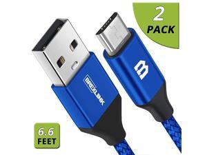 Micro USB Cable Android  Micro USB to USB 20 Cable 2Pack 66 FT Nylon Braided Fast Charging Cable Compatible w Samsung Kindle Android Smartphones Galaxy S7 Edge Moto G5 PS4 Blue