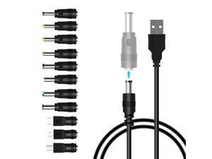 USB to DC Power Cable11 in 1 Universal 5V DC Jack Charging Cable Power Cord with 8 Interchangeable Plugs Connectors Adapter Compatible with RouterMini FanSpeaker and More Devices