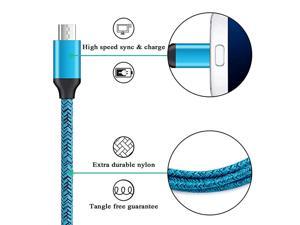Charger Micro USB Cable 2 Pack 6ft Long Braided Cords Fast Charging Compatible for Samsung Galaxy S7 S6 EdgeActive J8 J7 J3 V Moto E5 G5 G6 Play Tablet PS4 Pro Slim Note 4 5 LG G3 G4 Q6