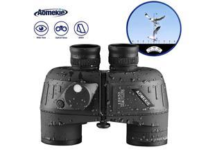 10x50 Binoculars for Adults Marine Military Binoculars Waterproof with Rangefinder Compass BAK4 Prism FMC Lens for Birdwatching Hunting Boating Black