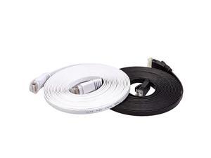 6 Ethernet Cable 15ft Flat at a 5e Price but Higher Bandwidth Internet Network Cable 6 Ethernet Patch Cables Short Computer LAN Cable with Snagless RJ45 Connectors Black and White 6 Ethernet Cable 15ft Flat at a 5e Price but Higher Bandwidth Internet Network Cable 6 Ethernet Patch Cables Short Computer LAN Cable with Snagless RJ45 Connectors Black and White