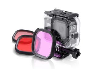 Dive Filter Kit for GoPro Hero 8 Black Official Original Waterproof Protective Housing Red Light Red and Magenta Filter 3Pack Enhances Colors for Various Underwater Video and Photography Dive Filter Kit for GoPro Hero 8 Black Official Original Waterproof Protective Housing Red Light Red and Magenta Filter 3Pack Enhances Colors for Various Underwater Video and Photography