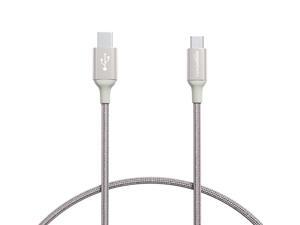 Double Braided Nylon USB TypeC to MicroB 20 Male Charger Cable | 1 foot Silver Double Braided Nylon USB TypeC to MicroB 20 Male Charger Cable | 1 foot Silver