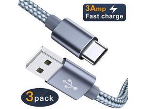 USB Type C Cable USB C Cable 3 Pack6ft Nylon Braided Fast Charging CordUSB 20 Compatible with Samsung Galaxy S10 S9 Note 9 8 S8 PlusLG V30 V20 G6 G5Google PixelGrey USB Type C Cable USB C Cable 3 Pack6ft Nylon Braided Fast Charging CordUSB 20 Compatible with Samsung Galaxy S10 S9 Note 9 8 S8 PlusLG V30 V20 G6 G5Google PixelGrey