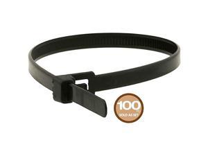 105799 10Inch 50LBS Releasable Cable tie 100PiecePack Black