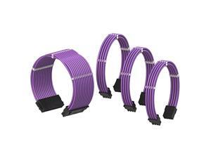 PSU Cable Extension Sleeved Custom Mod GPU PC Power Supply Braided wComb Kit | 1x 24 P 20+4 | 1x 8 P 4+4 CPU | 2X 8 P 6+2 GPU Set | 50CM 500MM Purple PSU Cable Extension Sleeved Custom Mod GPU PC Power Supply Braided wComb Kit | 1x 24 P 20+4 | 1x 8 P 4+4 CPU | 2X 8 P 6+2 GPU Set | 50CM 500MM Purple
