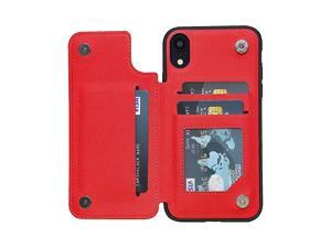 iPhone XR Case XR Wallet Credit Card Holder Case Protective Hybrid Cover with Card Slot Holder and Leather Magnetic Closure Case for iPhone XR 6.1 Inch (Red)