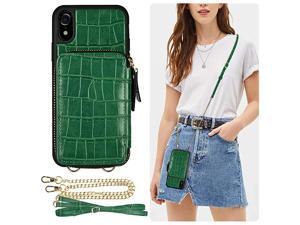 iPhone XR Wallet Case iPhone XR Zipper Case with Credit Card Holder Slot Crossbody Chain Strap Purse Shockproof Protective Crocodile Grain Leather Case Cover for Apple iPhone XR 61 inch Green iPhone XR Wallet Case iPhone XR Zipper Case with Credit Card Holder Slot Crossbody Chain Strap Purse Shockproof Protective Crocodile Grain Leather Case Cover for Apple iPhone XR 61 inch Green