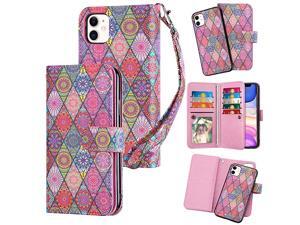 Case for iPhone 11 Wallet Cases with Card Holder 9 Slots Detachable PU Leather Flip Cover Shockproof Magnetic Clasp Lanyard Dual Layer Wallet Case for iPhone 11 iPhone XI Ethnic Pink Case for iPhone 11 Wallet Cases with Card Holder 9 Slots Detachable PU Leather Flip Cover Shockproof Magnetic Clasp Lanyard Dual Layer Wallet Case for iPhone 11 iPhone XI Ethnic Pink