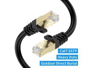 Cat7 Ethernet Cable 100ft Cat7 Outdoor Cable Triple Shielding SSTP 10Gbps 600MHz Ethernet Patch Cable for Modem Router LAN RJ45 UVWater Proof Direct Burial PE Jacket Cat7 Ethernet Cable 100ft Cat7 Outdoor Cable Triple Shielding SSTP 10Gbps 600MHz Ethernet Patch Cable for Modem Router LAN RJ45 UVWater Proof Direct Burial PE Jacket