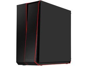 ATX Computer Case with Full TemperedGlass Side Panel in Black with Red LEDs SSTRL07BG ATX Computer Case with Full TemperedGlass Side Panel in Black with Red LEDs SSTRL07BG