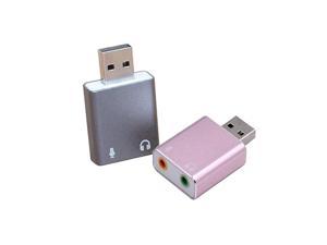 USB to Audio External Stereo Sound Adapter with 3.5mm Headphone and Microphone Jack(2 Pack) for USB Audio Device, Windows, Mac, Linux, PC, Laptops, Desktops, PS4. (Rose-Gold & Space-Grey)