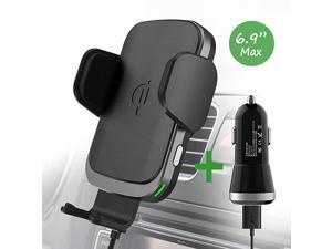 Wireless Charger Car Mount for iPhone 11ProMax iPhone SE XSX Note 10Plus Note 9 S10+S10 Fast Charging Auto Clamp Qi Phone Holder for VentWindshieldDashboard by QC Adaptor Included Wireless Charger Car Mount for iPhone 11ProMax iPhone SE XSX Note 10Plus Note 9 S10+S10 Fast Charging Auto Clamp Qi Phone Holder for VentWindshieldDashboard by QC Adaptor Included