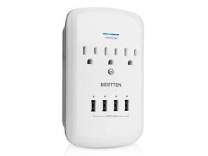 1200Joule Wall Mount Surge Protector 4 USB Charging Ports 5VDC42A and 3 Grounded Outlets 15A125V1875W ETL Listed White 1200Joule Wall Mount Surge Protector 4 USB Charging Ports 5VDC42A and 3 Grounded Outlets 15A125V1875W ETL Listed White