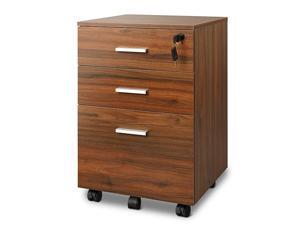 Mobile File Cabinet with Interlock System 3Drawer Wood Office Cabinet Fully Assembled Walnut Mobile File Cabinet with Interlock System 3Drawer Wood Office Cabinet Fully Assembled Walnut