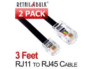 7 Feet Black Telephone Cable RJ11 Male to Male 84 inch Phone Line Cord 2 Pack 