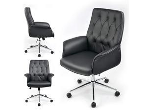 Modern Home Office Chair Vegan Leather Upholstered Executive Conference Stylish Design Adjustable MidBack Ergonomic Desk Chair Gray Modern Home Office Chair Vegan Leather Upholstered Executive Conference Stylish Design Adjustable MidBack Ergonomic Desk Chair Gray