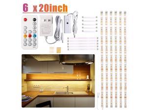 Cabinet LED Lighting kit 6 PCS LED Strip Lights with Remote Control Dimmer and Adapter Dimmable for Kitchen CabinetCounterShelfTV BackShowcase 2700K Warm White Bright Timing