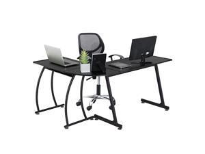58 x 44 inches LShape Corner Computer Gaming Desk Wood Writing Studying Table with Round Corner Large PC Laptop Workstation 3Piece Modern Desk Black Home Office Furniture 58 x 44 inches LShape Corner Computer Gaming Desk Wood Writing Studying Table with Round Corner Large PC Laptop Workstation 3Piece Modern Desk Black Home Office Furniture