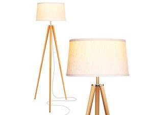 Emma Tripod Floor Lamp Mid Century Modern Standing Light for Contemporary Living Rooms Tall Survey Lamp with Wood Legs Matches Trendy Boho Vintage Bedrooms with LED Bulb