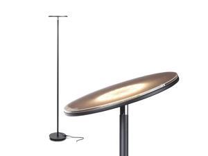 Sky Flux The Very Bright LED Torchiere Floor Lamp for Your Living Room Office Halogen Lamp Alternative with 3 Light Options Incl Daylight Dimmable Modern Uplight Black
