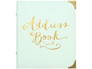 Mint Green and Gold Refillable 6Ring Address Book 440 Entries 65 W x 725 L