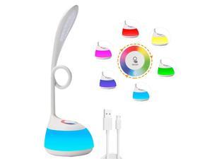 Lamp Kids LED Cute Small Colorful Night Light Computer Study Dimmable Office Lamp with USB Charging Port, Mini Dorm Adjustable Eye-Caring Portable Reading Light for Girls, Boys, Students Gift