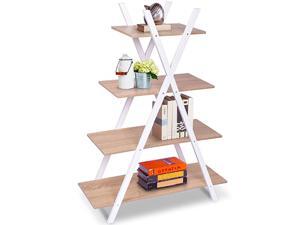 4 Tier Bookshelf Storage Shelves Bookcase Ladder Shelf Home Office XShape Potted Plant or Flower Rack Display Shelves Easy Assembly Natutal and White 315quot LX130 WX429 H 4 Tier Bookshelf Storage Shelves Bookcase Ladder Shelf Home Office XShape Potted Plant or Flower Rack Display Shelves Easy Assembly Natutal and White 315quot LX130 WX429 H