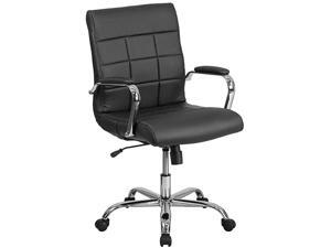 MidBack Green Vinyl Executive Swivel Office Chair with Chrome Base and Arms MidBack Green Vinyl Executive Swivel Office Chair with Chrome Base and Arms