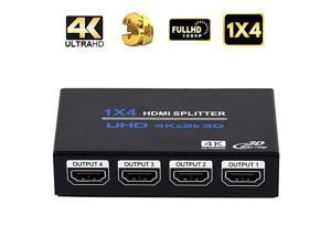 HDMI Splitter, 1 in 4 Out HDMI Splitter Audio Video Distributor Box Support 3D & 4K x 2K Compatible for HDTV, STB, DVD, PS3, Projector Etc HDMI Splitter, 1 in 4 Out HDMI Splitter Audio Video Distributor Box Support 3D & 4K x 2K Compatible for HDTV, STB, DVD, PS3, Projector Etc