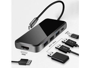USB C Hub,Portable 5 in 1 USB Type C Adapter with USB C to HDMI,3 USB 3.0,USB C PD Charging for MacBook Pro 2019 Samsung Galaxy S9, Matebook X Pro Dell XPS 15 13, HP Spectre Envy, Lenovo Yoga