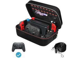 Carrying Storage Case for Nintendo Switch/Switch OLED Model (2021), Portable Travel All Protective Hard Messenger Bag Soft Lining 18 Games for Switch Console Pro Controller & Accessories Black Carrying Storage Case for Nintendo Switch/Switch OLED Model (2021), Portable Travel All Protective Hard Messenger Bag Soft Lining 18 Games for Switch Console Pro Controller & Accessories Black