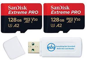 SanDisk 128GB Micro SDXC Extreme Pro Memory Card 2 Pack Works with GoPro Hero 8 Black Max 360 Action Cam Class 10 SDSQXCD128GGN6MA Bundle with 1 Everything But Stromboli MicroSD  SD Card Reader