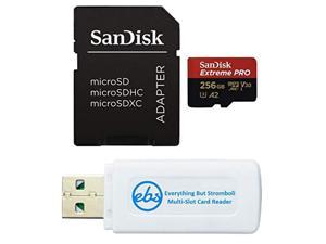 SanDisk Micro Extreme Pro 256GB SDXC Memory Card Works with Insta360 One X Insta360 EVO Action Camera Class 10 SDSQXCD256GGN6MA Bundle with 1 Everything But Stromboli Multi Slot SD Card Reader