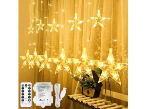 Extremella Goods 12-Star Window Curtain Lights, 138 LED IP44 Waterproof, Remote Control with USB Powered or Battery Operated, String Lights 8 Modes for Indoors and Outdoors Extremella Goods 12-Star Window Curtain Lights, 138 LED IP44 Waterproof, Remote Control with USB Powered or Battery Operated, String Lights 8 Modes for Indoors and Outdoors