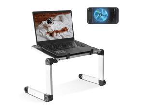 Vdual Foldable Laptop Stand-Portable Ventilated Laptop Desk Folding PC Table Breakfast Bed Tray Book Holder with Anti-Slip Bar Lightweight